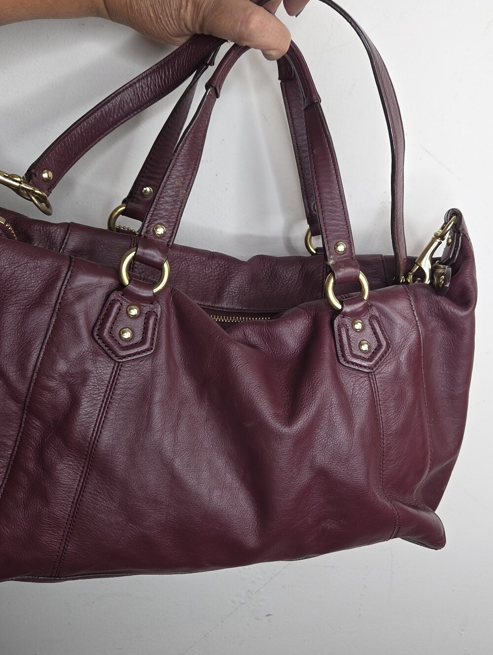 Coach Bag F1373-F25151 Leather Buckle Satchel Shoulder Burgundy F25151 - Picture 11 of 16
